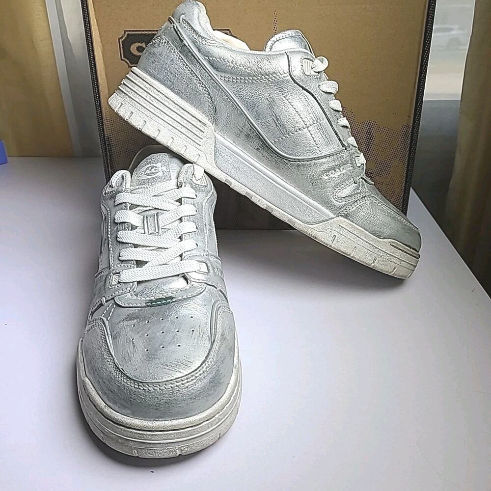 NWT Coach Womens Soho Sneaker In Loved Distressed Silver Paint Shoes 8M